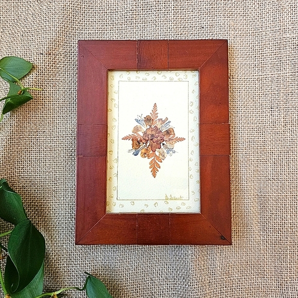 Antique Bosnian Pressed Flowers, Signed, Original Glass and Wood Frame - Picture 2 of 16
